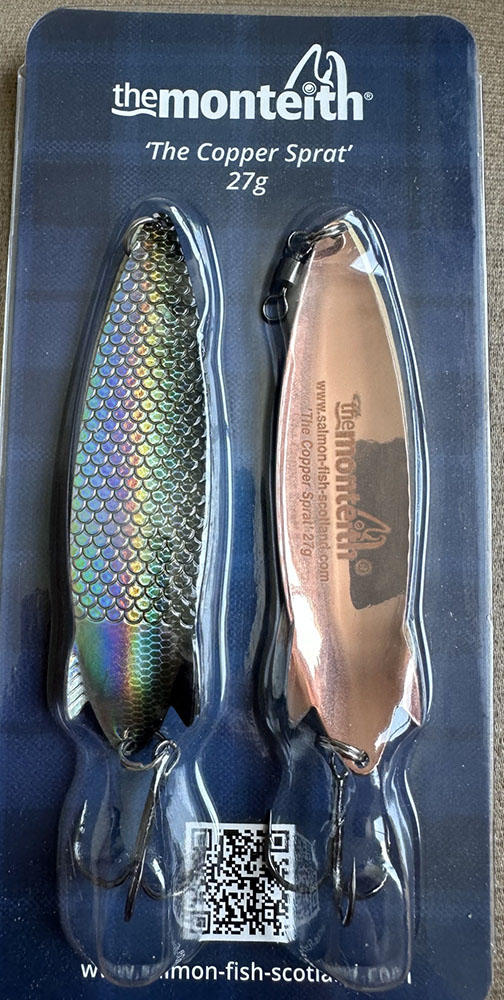 Copper sprat packaging showing 2 lures in each vacume packed twin pack