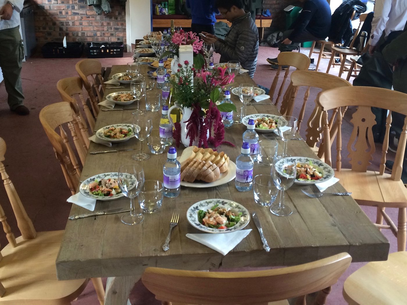 It's amazing how a salmon fishing hut can be transferred into a restaurant for salmon fishing event guests when a professional caterer is brought in. This fisher's lunch was prepared in the Meikleour salmon fishing hut on the River Tay near the Perthshire village of Stanley.