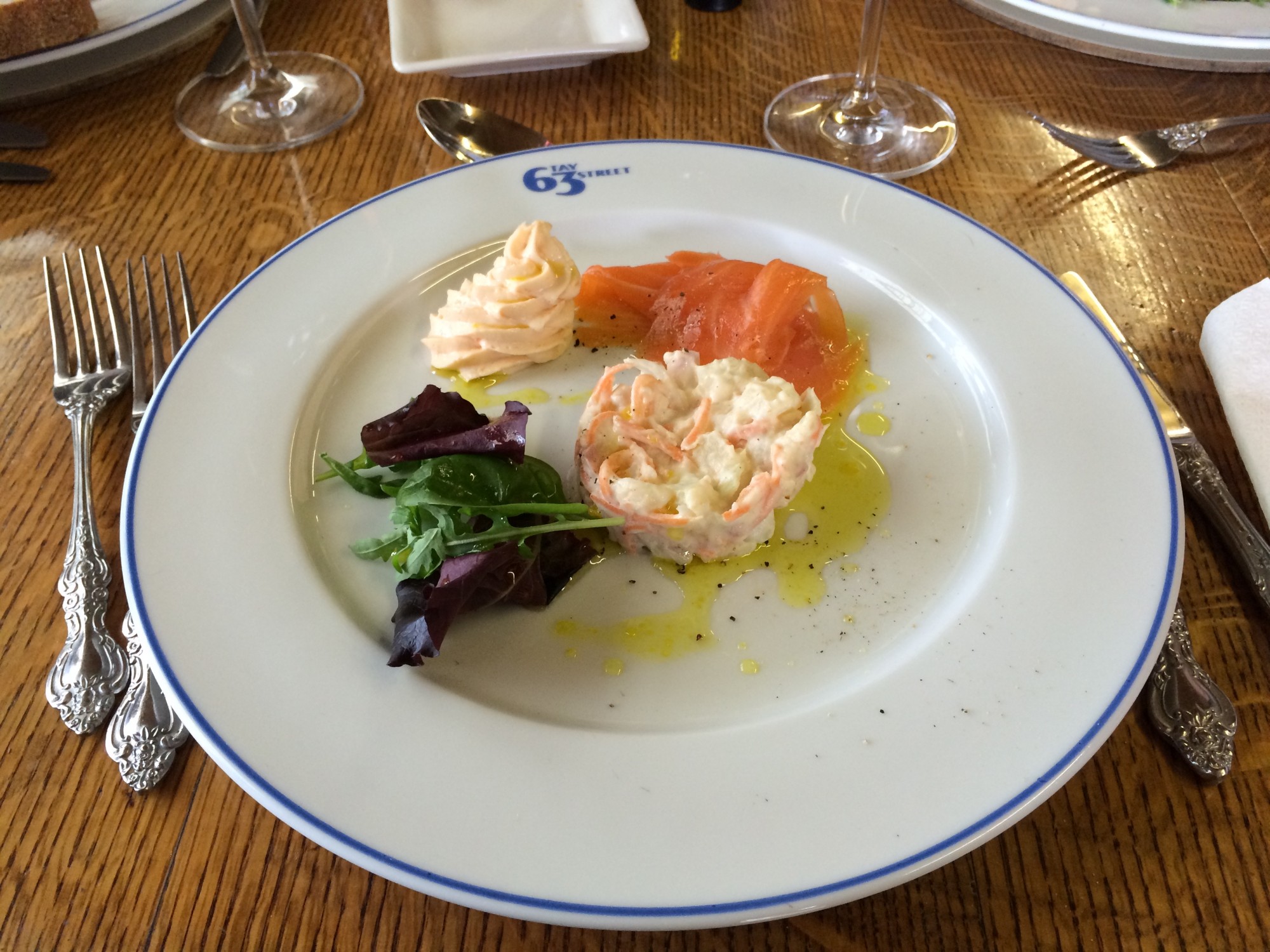 Scottish salmon served in 3 different ways on a fine dining plate, a Perthshire menu favourite. Many River Tay salmon fishing guests love our professional catering services which make for a memorable lunch during our corporate salmon fishing hospitality days.