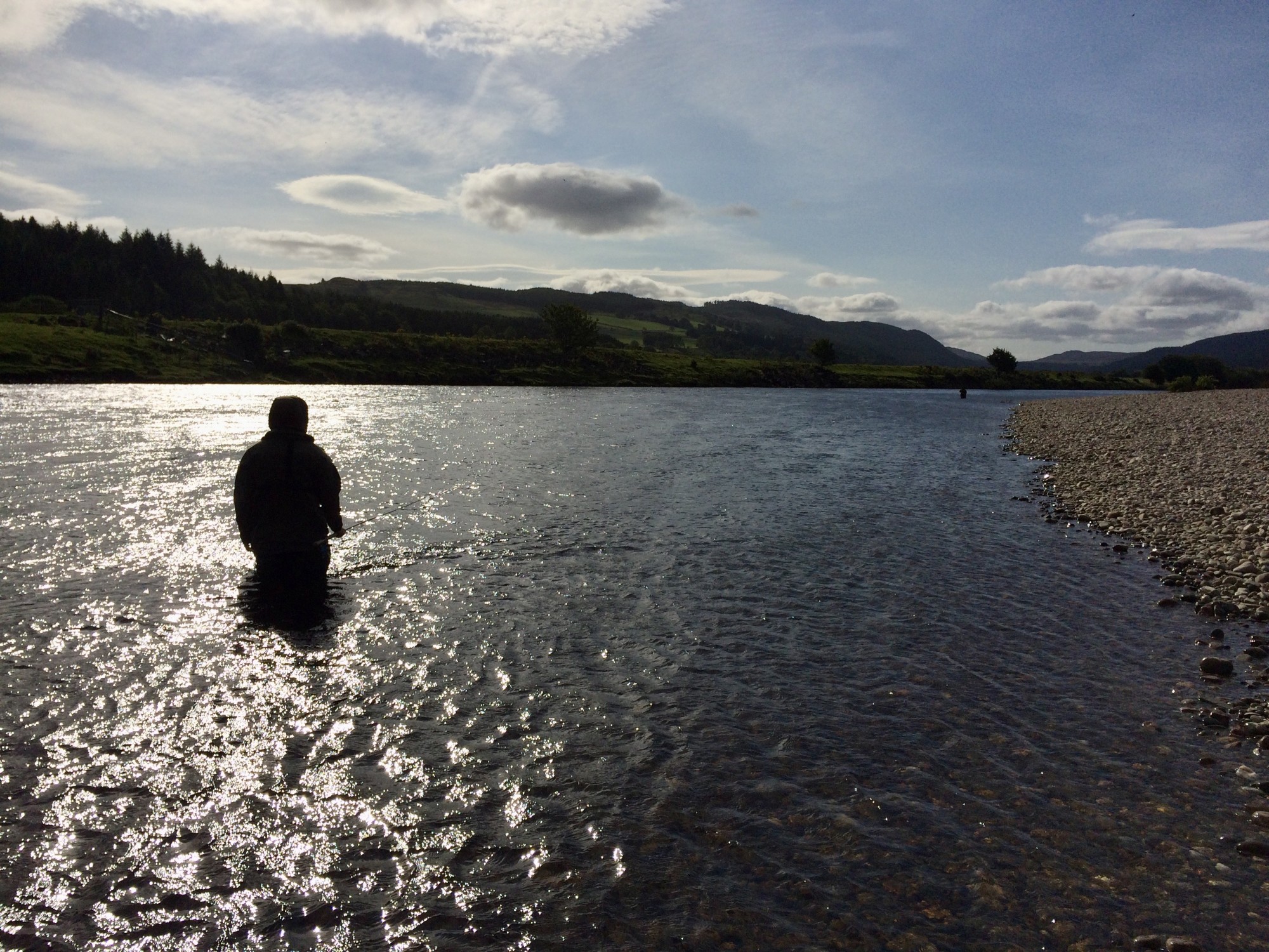 I took this photograph of this salmon fisher on the River Tay while serving as his salmon fishing guide. The former legendary Kinnaird Beat ghillie Bob Grant always described the Guay Pool as his favourite and most productive salmon pool. Having personally steered many fishing guests to salmon in this lovely pool I can only agree with Bob's evaluation. Nothing has changed in recent years as the Guay Pool is still the most productive Lower Kinnaird Beat salmon pool.