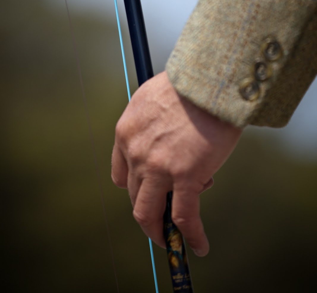 Here's a great shot of Jock Monteith's Tweed jacket and favourite Monteith salmon fly rod. The salmon fly rod was hand built by Harrisons of Liverpool and the light blue fly line was produced by Airflo in Brecon, Wales. My Tweed jackets were always made by Haggarts of Aberfeldy who used to supply all of the fishing & shooting estates in Scotland.